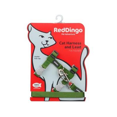 Red Dingo Classic Nylon Cat Harness & Leash, Green, 10.6 to 18.9-in chest