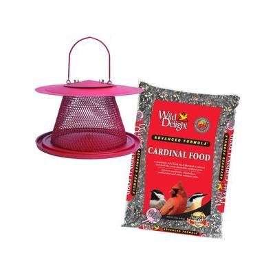 Perky-Pet Cardinal Wild Bird Feeder, Red & Wild Delight Cardinal Wild Bird Food, 15-lb