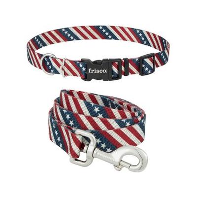 Frisco American Flag Dog Leash, Large: 6-ft long, 1-in wide & Frisco American Flag Dog Collar, Large: 18 to 26-in neck, 1-in wide