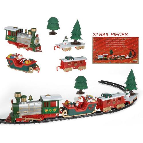 Weihnachtszug mit Musik und Licht 22-teilig Eisenbahn Weihnachtsdeko Spielzeug