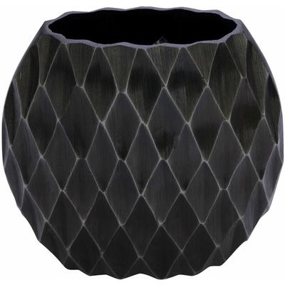 Spetebo - Aluminium Blumenvase schwarz - oval / 23 cm - Alu Tisch Deko Blumen Vase Metall Image