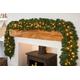 Luxury Extra-Thick Pre Lit Garland 9 ft Green Pre Lit Garland with 80 Warm White LED Lights Festive Garland Mantlepiece Fireplace Decoration