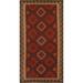 Kilim Reversible Runner Rug Flat-weave Red Geometric Wool Carpet - 3'4" x 6'6"