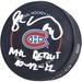 Juraj Slafkovsky Montreal Canadiens Autographed Official Game Puck with "NHL Debut 10/12/22" Inscription