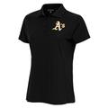 Women's Antigua Black Oakland Athletics Logo Legacy Pique Polo