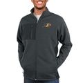 Men's Antigua Heather Charcoal Anaheim Ducks Course Full-Zip Jacket