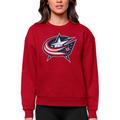 Women's Antigua Red Columbus Blue Jackets Primary Logo Team Victory Crewneck Pullover Sweatshirt