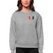 Women's Antigua Heather Gray Miami Hurricanes Logo Victory Crewneck Pullover Sweatshirt