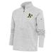 Women's Antigua Heather Gray Oakland Athletics Logo Fortune Quarter-Zip Pullover Jacket