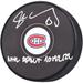 Juraj Slafkovsky Montreal Canadiens Autographed Hockey Puck with "NHL Debut 10/12/22" Inscription