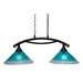 Red Barrel Studio® Eisenhauer 2 - Light Kitchen Island Linear Pendant Glass, Crystal in Green/Blue | 13.5 H x 33 W x 12 D in | Wayfair