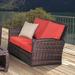 Bloomsbury Market Coreopsis Loveseat w/ Cushions Sunbrella® Fabric Included in Orange/Red/Black | 35.5 H x 37 W x 30.5 D in | Outdoor Furniture | Wayfair