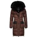 Steppmantel NAVAHOO "Sinja", Damen, Gr. XL (42), braun, Obermaterial: 100% Polyester, Futter: 100% Polyester, Wattierung: 100% Polyester, Ärmelfutter: 100% Polyester, Kunstpelz: 90% Polyacryl, 10% Polyester, modisch, figurumspielend ca. Mitte Knie,...