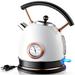 SUSTEAS 1.8L Electric Water Kettle w/ Temperature Gauge, Hot Water Boiler & Tea Heater w/ Curved Handle, Visible Water Level Line, Led Light | Wayfair