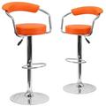 Flash Furniture TAFT Barhocker, Vinyl, höhenverstellbar, mit Armlehnen und Chrom-Sockel, Orange, 2 Stück