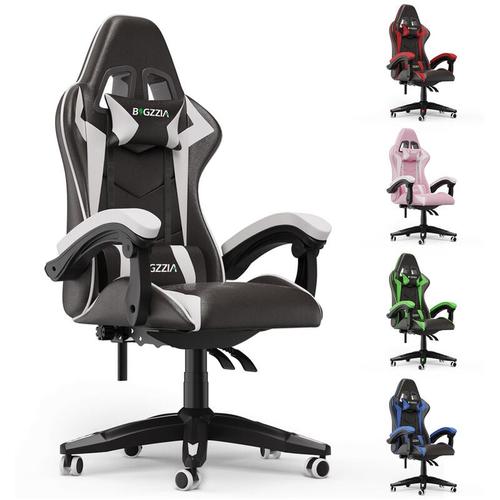 Gaming Stuhl bis 136kg Bigzzia Gamer Stühle mit Lendenkissen + Gaming-Stühle Kopfstütze - Gaming