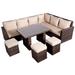 Winston Porter Henrri 8 Piece Rattan Seating Group w/ Cushions Synthetic Wicker/All - Weather Wicker/Wicker/Rattan in Brown | Outdoor Furniture | Wayfair