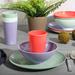 Gibson Home Zelly 12 Piece Embossed Coupe Melamine Dinnerware Set - Orange, Green, Teal, Purple Melamine in Blue/Green/Indigo | Wayfair 135264.12