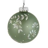 Kurt Adler 80MM Green Leaf Design Ball Ornaments, 6 Piece Set - N/A