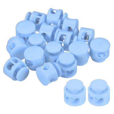 60Pcs 0.6" Dia Cord Locks Double Hole Cord Fastener Blue