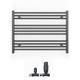 Myhomeware 800mm Wide Straight Anthracite Grey Heated Bathroom Towel Rail Radiator With Valves For Central Heating UK (With TRV Straight Valves, 800 x 600 mm (h))