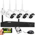 maisi Wireless Security Camera System, 8CH 2K Wireless NVR with 1TB Hard Disk, 4x 3MP Outdoor IP Cameras with One-Way Audio, Night Vision, Email/APP Alert