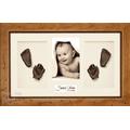 BabyRice Large Baby Casting Kit (Great for Twins!), 14.5x8.5" Rustic Pine Frame, Cream Mount, Bronze Metallic Paint