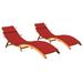 Ivy Bronx Sun Loungers w/ Cushions Solid Acacia Wood Wood/Solid Wood in Brown/White | 25.2 H x 21.7 W x 72.4 D in | Outdoor Furniture | Wayfair