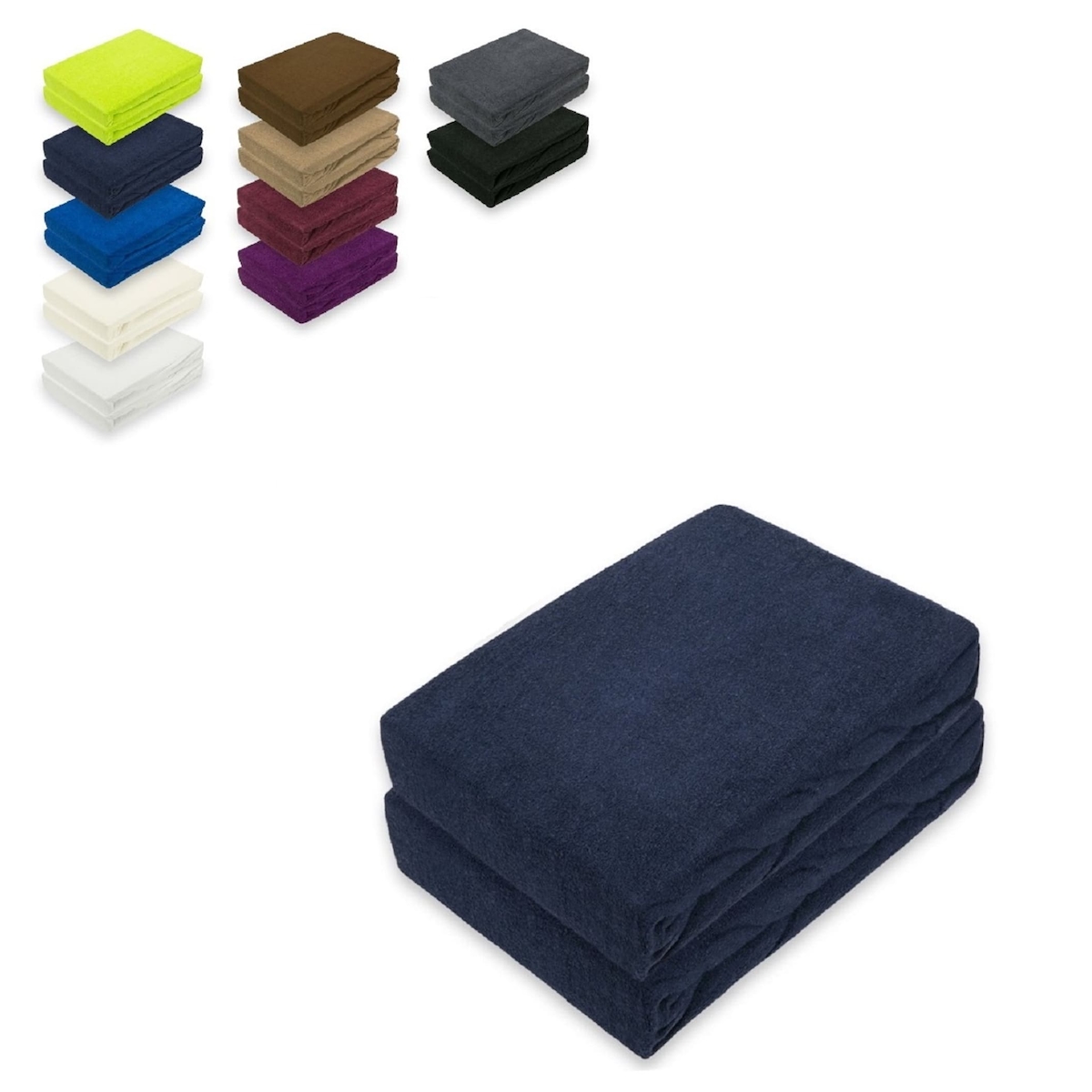 EXKLUSIV HEIMTEXTIL Doppelpack Frottee Spannbettlaken 90 - 100 x 200 cm Navyblau Image