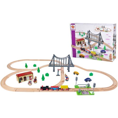 "Spielzeug-Eisenbahn EICHHORN ""Bahnset mit Brücke"" Spielzeugfahrzeuge bunt Kinder Ab 3-5 Jahren"