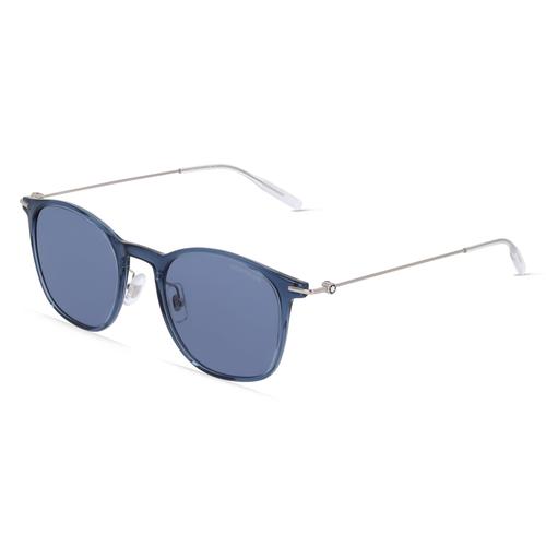 Montblanc MB0098S Herren-Sonnenbrille Vollrand Panto Kunststoff-Gestell, blau