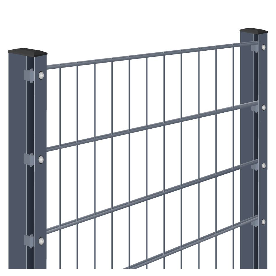 Doppelstabmattenzaun zum Aufdübeln Rundum-sorglos-Paket Anthrazit Komplettset, 1 Ecke, 1430 mm,35 m,6/5/6 mm Image