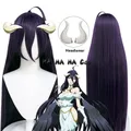 Overlord-Perruque de Cosplay Albedo Violet Cheveux Longs Blanc Vêtement de Sauna Merciful