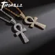 TOicalRILLZ-Collier Ankh Plaqué Or et Argent Micro Pavé AAA CZ Pierre Pendentif Corde Hip Hop