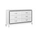 6 Drawer Wooden Dresser with Encrusted Crystal Accent, White