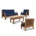 HiTeak Furniture Grande 4-Piece Teak Outdoor Patio Deep Seating Set - HLS-G-N