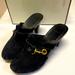 Coach Shoes | Coach Felicia Gold Buckle Black Sued Clog Sandals | Color: Black/Gold | Size: 8