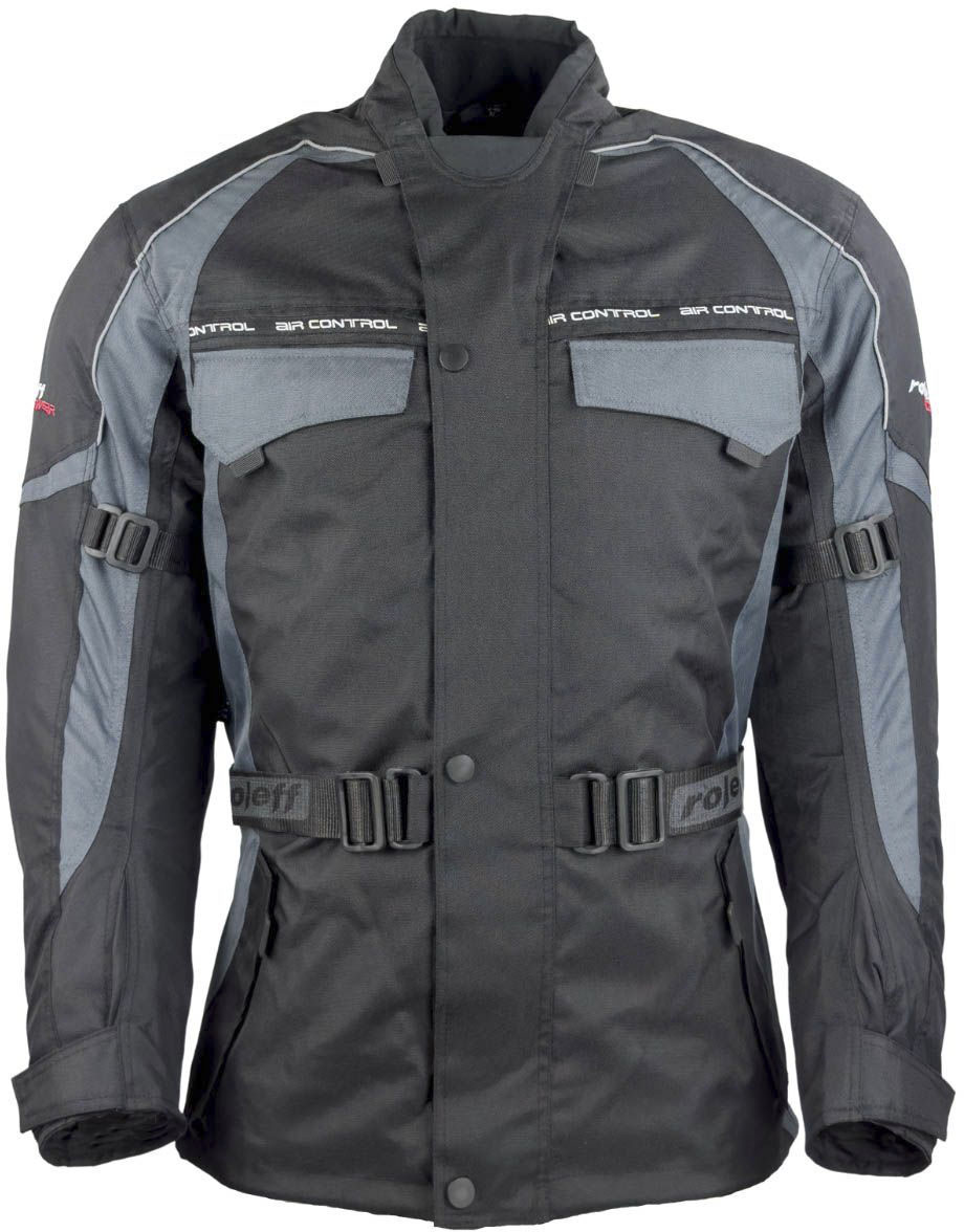 Motorradjacke ROLEFF "Reno" Gr. M, grau (grau, schwarz), Jacken, M, Obermaterial: 100% Polyester. Innenfutter: 100% Polyester, mit Protektoren, 4 Taschen, 3 Belüftungslöcher