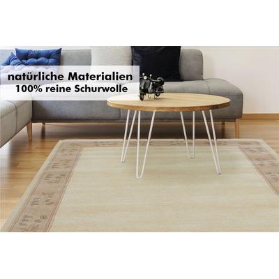 Wollteppich LUXOR LIVING "Adour" Gr. 40, beige (creme), B:40cm H:18mm L:60cm, Schurwolle, Teppiche, Fransenteppich, reine Wolle, handgeknüpft, mit Bordüre und Fransen, Wohnzimmer Image