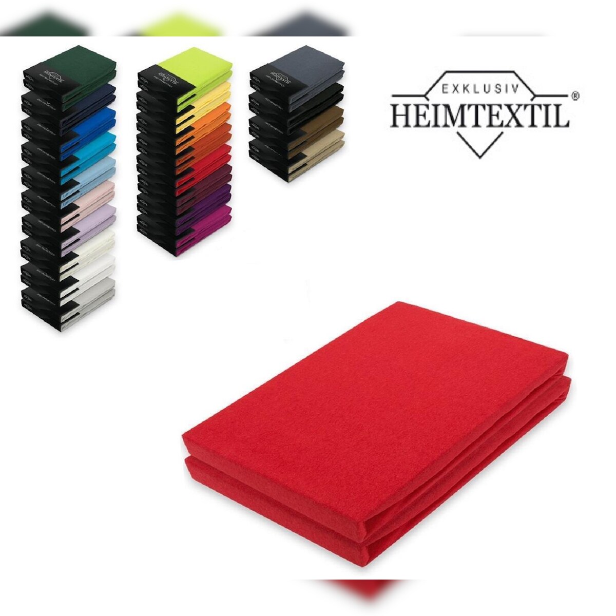 EXKLUSIV HEIMTEXTIL Doppelpack Marke Jersey Spannbettlaken 90 - 100 x 200 cm Rot Image