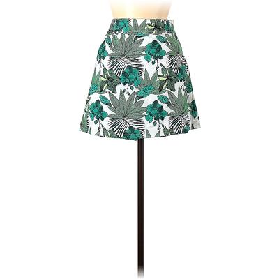 Rip A-Line Skirt Mini Casual A-Line Skirt Mini: Green Print Bottoms - Women's Size Medium