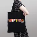 Sac en toile imprimé Spice Girls pour femmes sac initié à la mode grande capacité shopping sacs