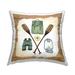 Stupell Various Camping Gear Rustic Grain Pattern Printed Throw Pillow by ND Art