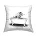 Stupell Bear in Bathtub Smiling Funny Animal Design Printed Throw Pillow by Rachel Neiman