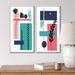 George Oliver Scandinavian Abstract Minimalistic Geometrics I - 2 Piece Print Set Canvas in Black/Blue/Green | 1 D in | Wayfair