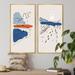 Winston Porter Blue & Orange Retro Landscapes I - 2 Piece Painting Set Canvas, Cotton in Blue/White | 20 H x 24 W x 1 D in | Wayfair