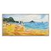 Highland Dunes Surf Board on Summer Sea - Painting on Canvas Canvas, Cotton in Blue/Yellow | 12 H x 20 W x 1 D in | Wayfair