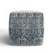 Birch Lane™ Jedd 18" Wide Square Geometric Pouf Ottoman Cotton/Wool/Other Performance Fabrics in Blue/White | 18 H x 18 W x 18 D in | Wayfair