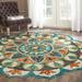 Blue/Green 48 x 48 x 0.5 in Area Rug - Red Barrel Studio® Round Halene Geometric Hand Tufted Wool Area Rug in Wool | 48 H x 48 W x 0.5 D in | Wayfair