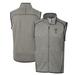 Men's Cutter & Buck Heather Gray Georgia Tech Yellow Jackets Mainsail Sweater-Knit Big Tall Full-Zip Vest